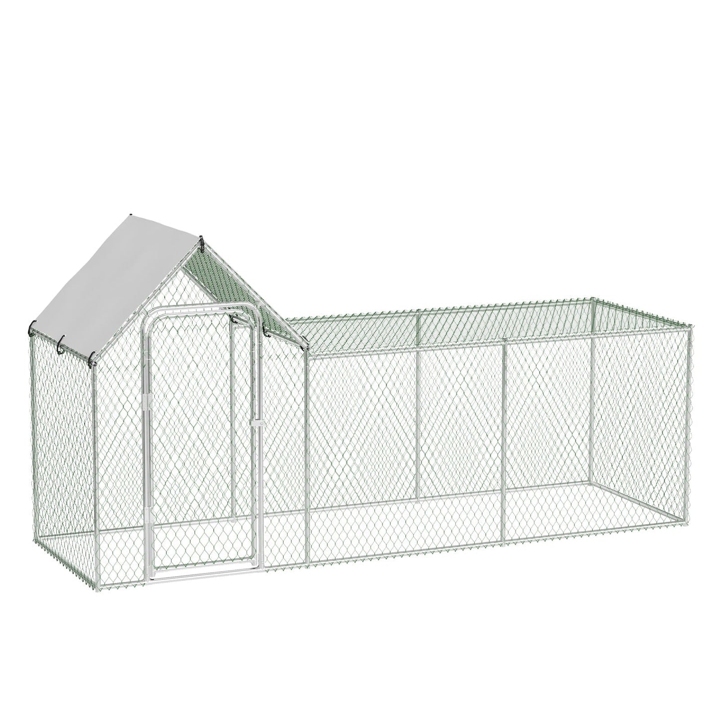 Lumiparty Large Metal Chicken Coop with Waterproof and Anti-UV Cover, Fits 10 Chickens, Rabbits, Ducks, Silver