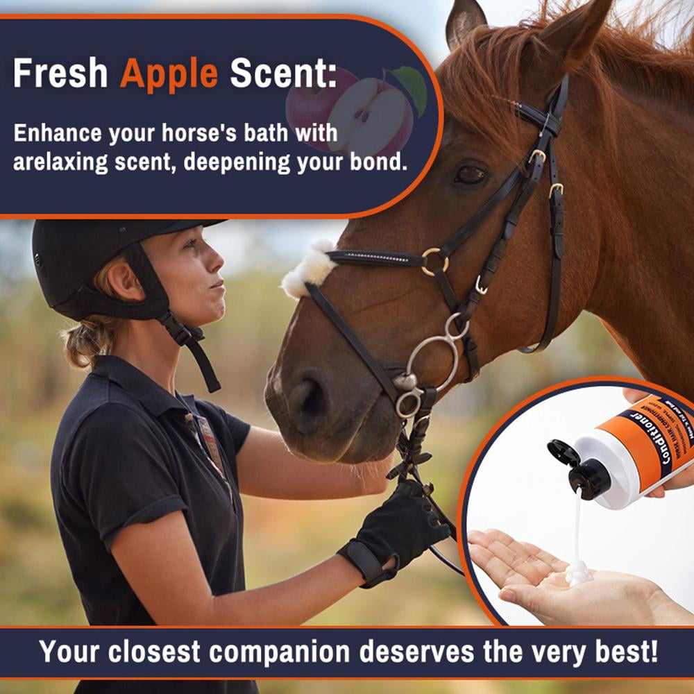 17 fl oz Natural Horse Fur Cleaner & Conditioner, Horse Shampoo, Gentle Cleaning Moisturizing Formula for Deodorizing Shiny Healthy Coat, Ideal for Horse Owners Pet Groomers