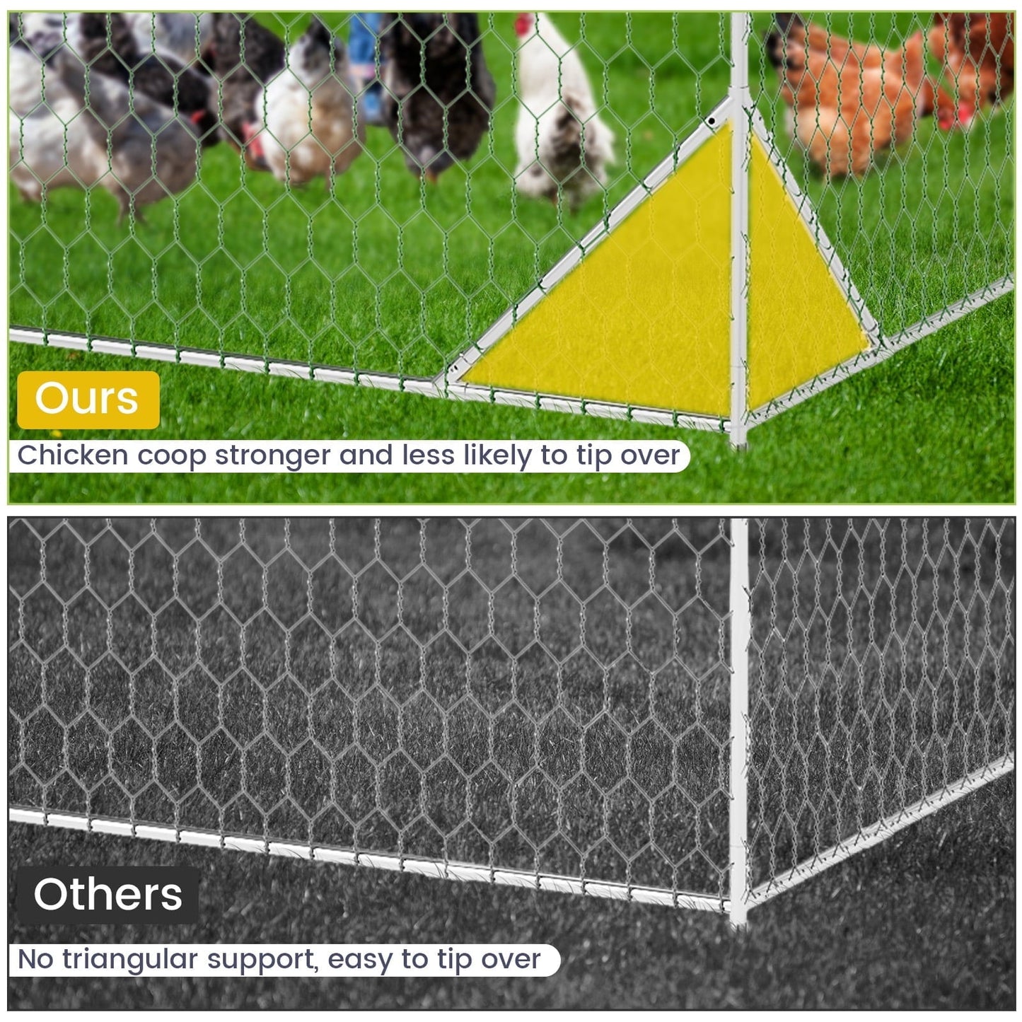Telyswee Outdoor Metal Chicken Coop, Chicken Run with Waterproof and UV-Resistant Cover, Walk-in Poultry Cage, Dome Roof Duck and Rabbit House for Backyard, Farm Use