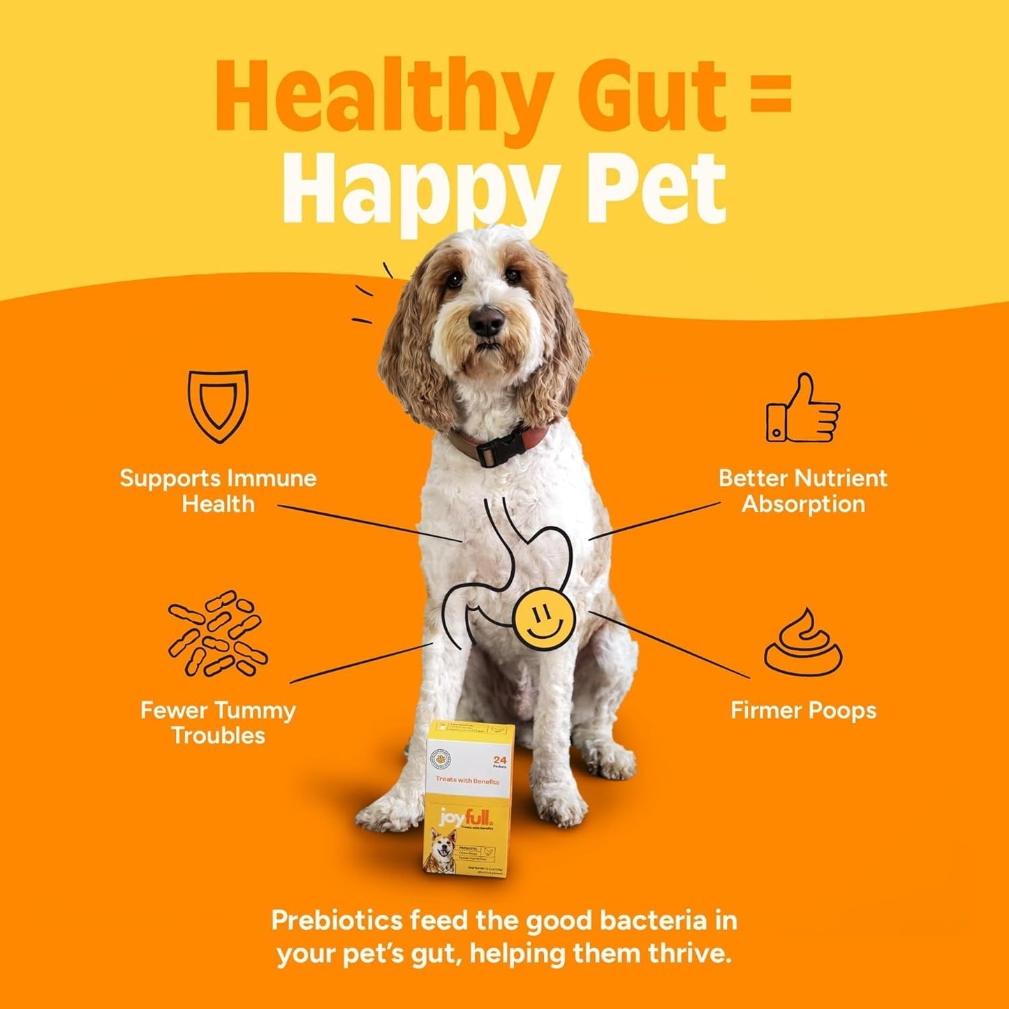 JoyFull Chicken Squeeze Treats for Dogs – Prebiotic Gut Health Treats Made with Real Cage-Free Chicken – Lickable, Enrichment-Friendly, Meal Topper – 24 Easy Squeeze Sticks (0.5oz Each)