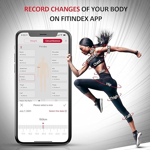 FITINDEX Bathroom Scale for Body Weight Pink and Smart Body Tape Measure