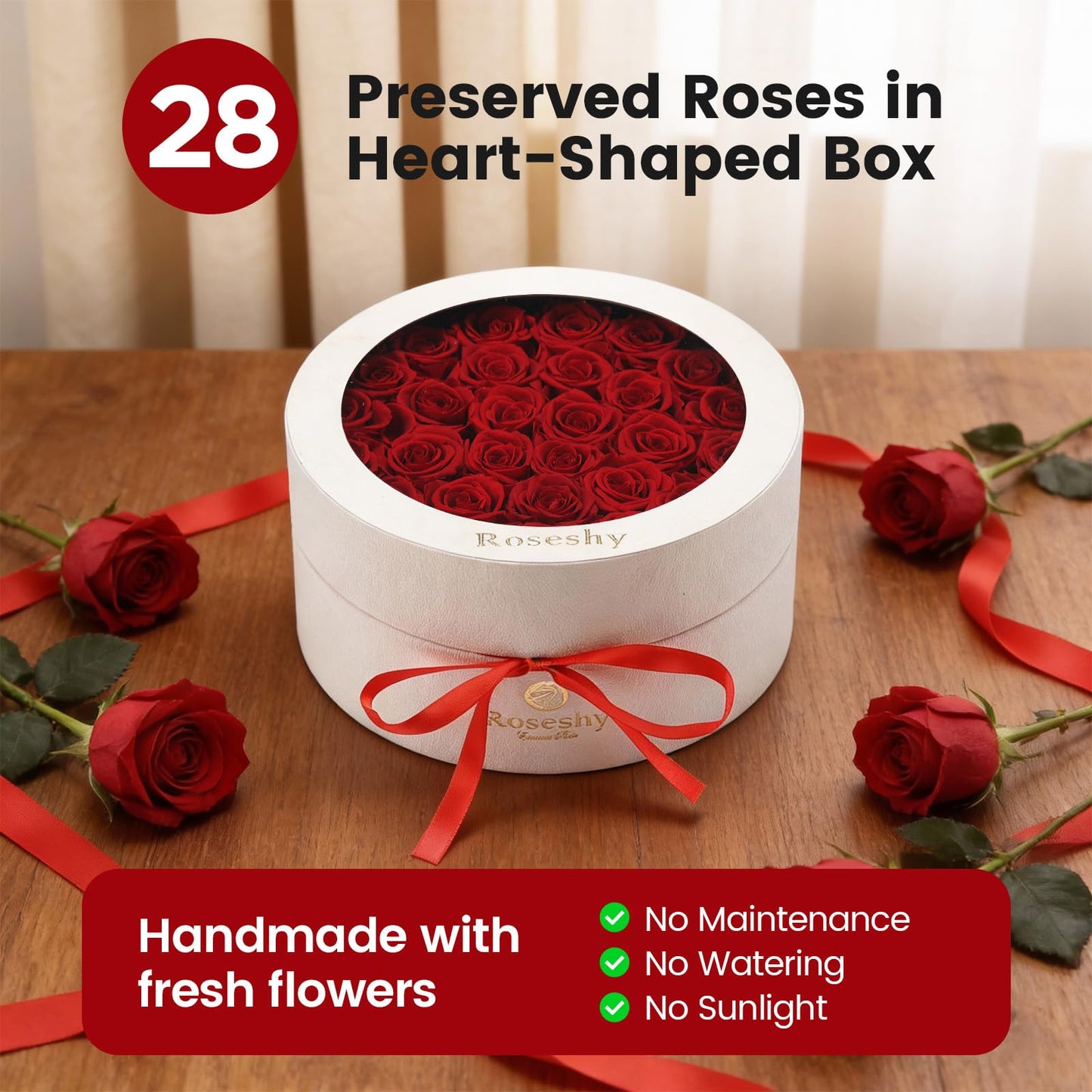 Valentines Day Flowers Roses Gifts for Her,16pcs Red Forever Preserved Roses in Heart Shape Gift Box,Valentines Day Delivery Prime Gifts-Roses Gifts for Women,Mom.