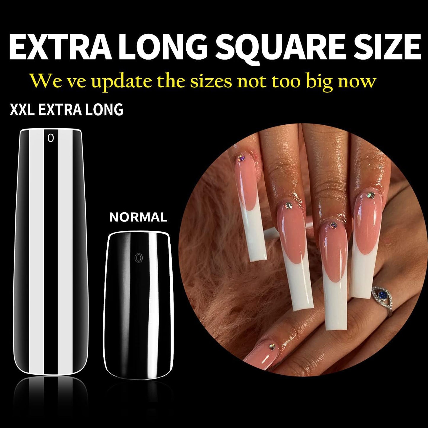 UNA GELLA 216 Pcs Square Toe Nail Tips | Soft Gel Full Cover Press-Ons
