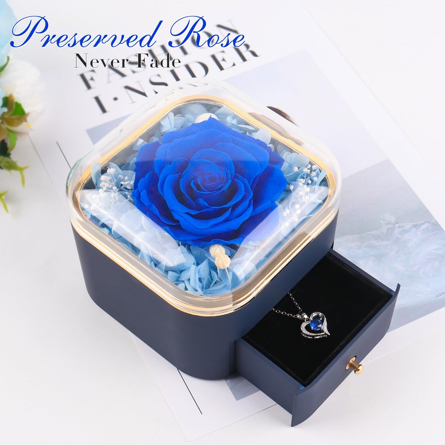 Beferr Valentines Day Gifts for Her Preserved Real Rose with Necklace Eternal Roses Forever Flowers for Delivery Prime Mothers Anniversary Birthday Gifts for Women Mom Grandma Wife Daughter Girlfriend