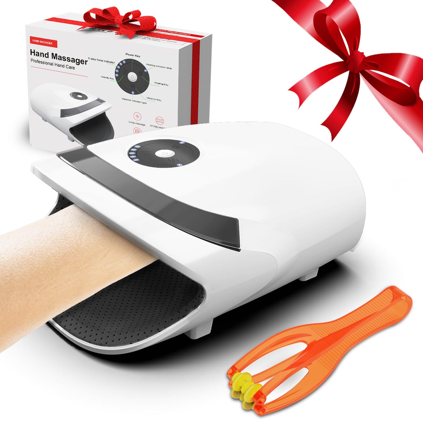 Xllent Hand Massager with Compression & Heating,Valentines Day Gifts for Her Him,Electric Hand Massager for Arthritis and Carpal Tunnel,Gifts for Women Men Her Him(White)