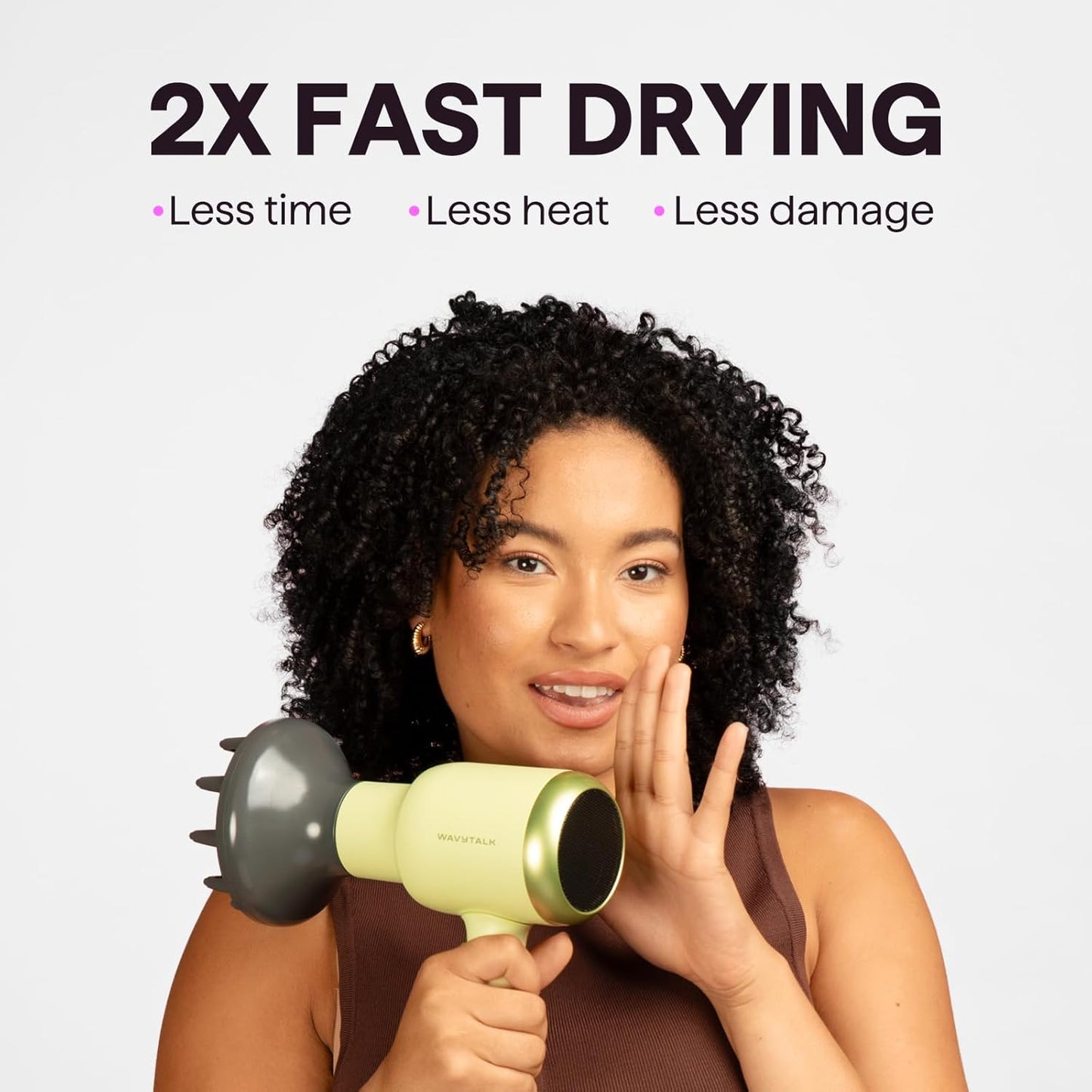 Wavytalk 1875W Ionic Hair Dryer | Diffuser & Comb for Curly Hair | Black