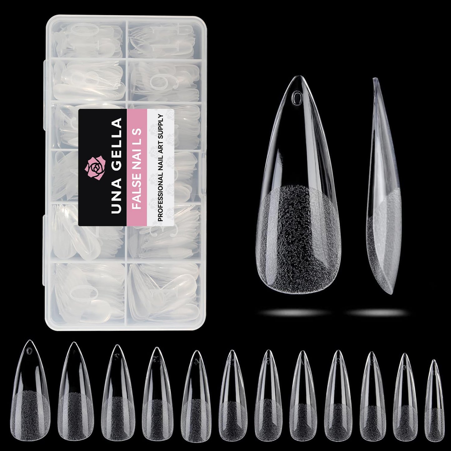 UNA GELLA 504Pcs Short Coffin Gel Press-On Nails | Pre-Etched For Women