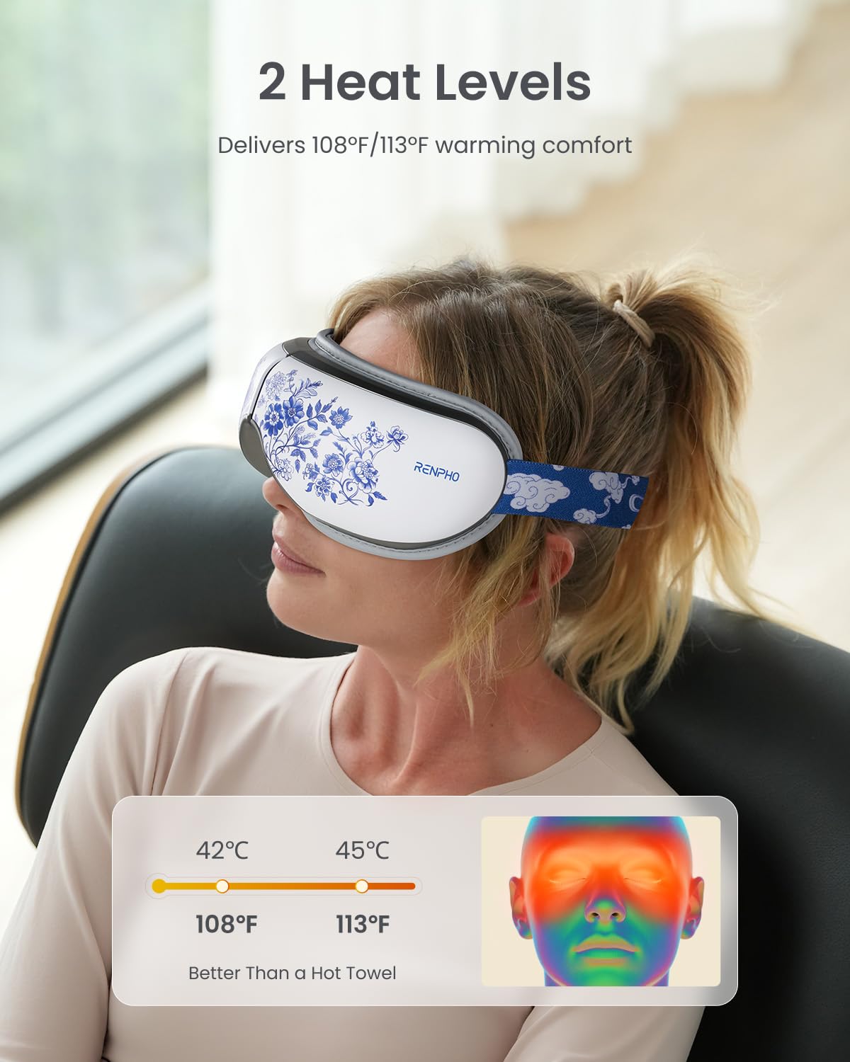 RENPHO Eye Massager with Heat, Valentines Day Gifts for Her Him Birthday Gifts for Women Mom, FSA Eligible HSA Eye Mask for Migraine,Sleep Mask for Dry Eyes Relax, Handheld Massager Eyeris 1