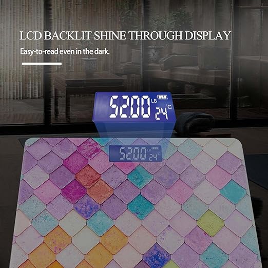 Weight Scale Digital Scale for Body Weight Bathroom Scales Personalized Scale for Body Weight 400 lbs with Large Backlit Display Easy Read - Colorful Tiles