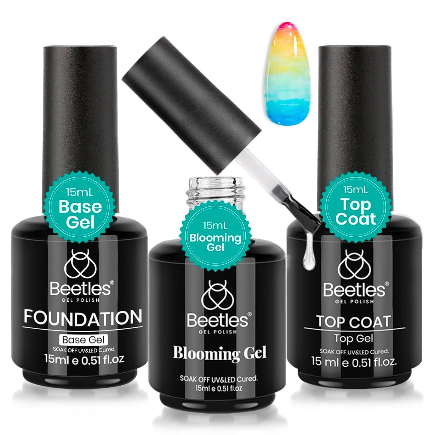 15ml No Wipe Gel Top Coat & Base Coat Set | Long-Lasting Shine for Women