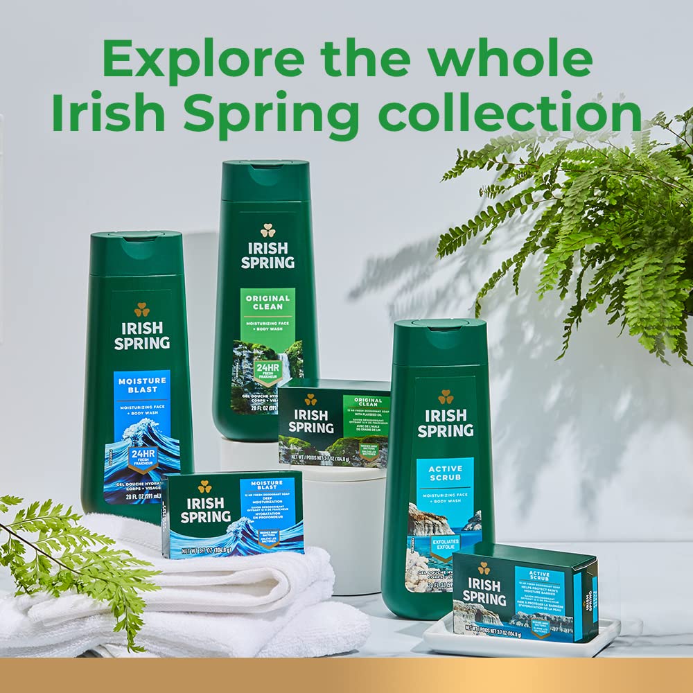 Irish Spring Moisture Blast Deodorant Soap | 12-Hour Freshness | 3.7 oz Bar (12 Pack)