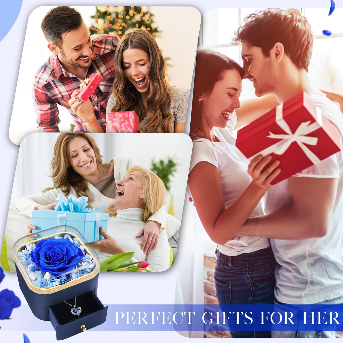 Beferr Valentines Day Gifts for Her Preserved Real Rose with Necklace Eternal Roses Forever Flowers for Delivery Prime Mothers Anniversary Birthday Gifts for Women Mom Grandma Wife Daughter Girlfriend