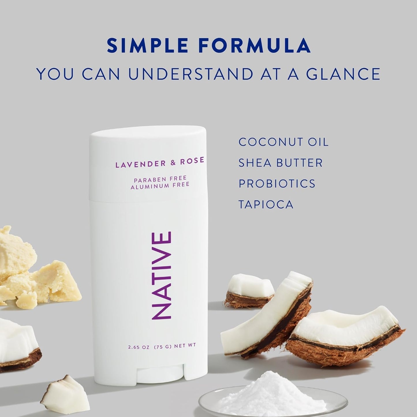 Native Deodorant | Aluminum-Free, 72-Hour Odor Control | Lavender & Rose, Eco-Friendly