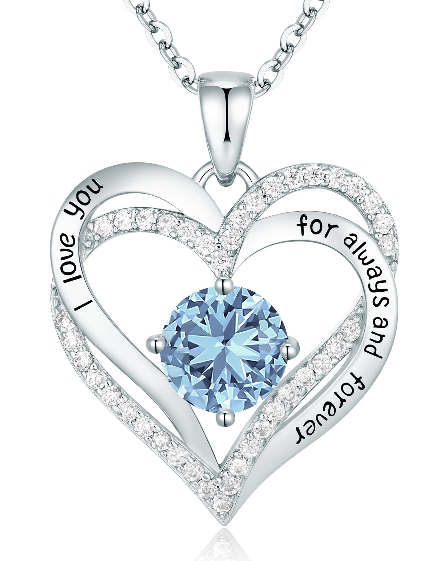 CDE Valentine's Day Gift Forever Love Heart Necklaces for Women, Wedding Anniversary, Birthday Mothers Christmas Day Gifts for Mom, Mother, Wife, S925 Silver Jewelry with Birthstone Pendant
