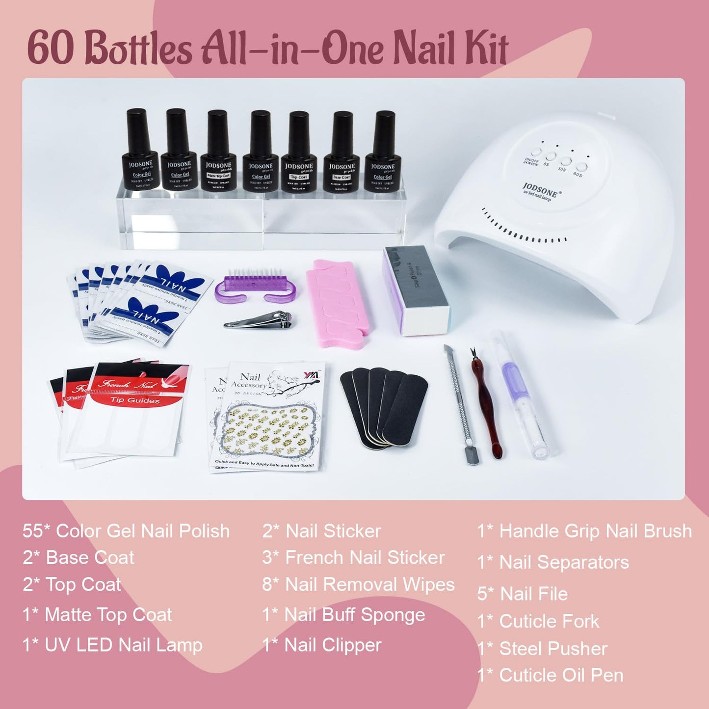 JODSONE 32-Color Jelly Gel Nail Polish Kit | High Shine & Matte Finish