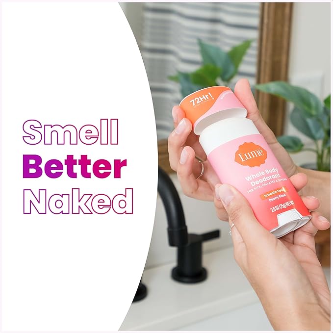 Lume Whole Body Deodorant - Smooth Solid Stick - 72 Hour Odor Control - Aluminum Free, Baking Soda Free and Skin Loving - 2.6 Ounce (Pack of 3) (Peony Rose)