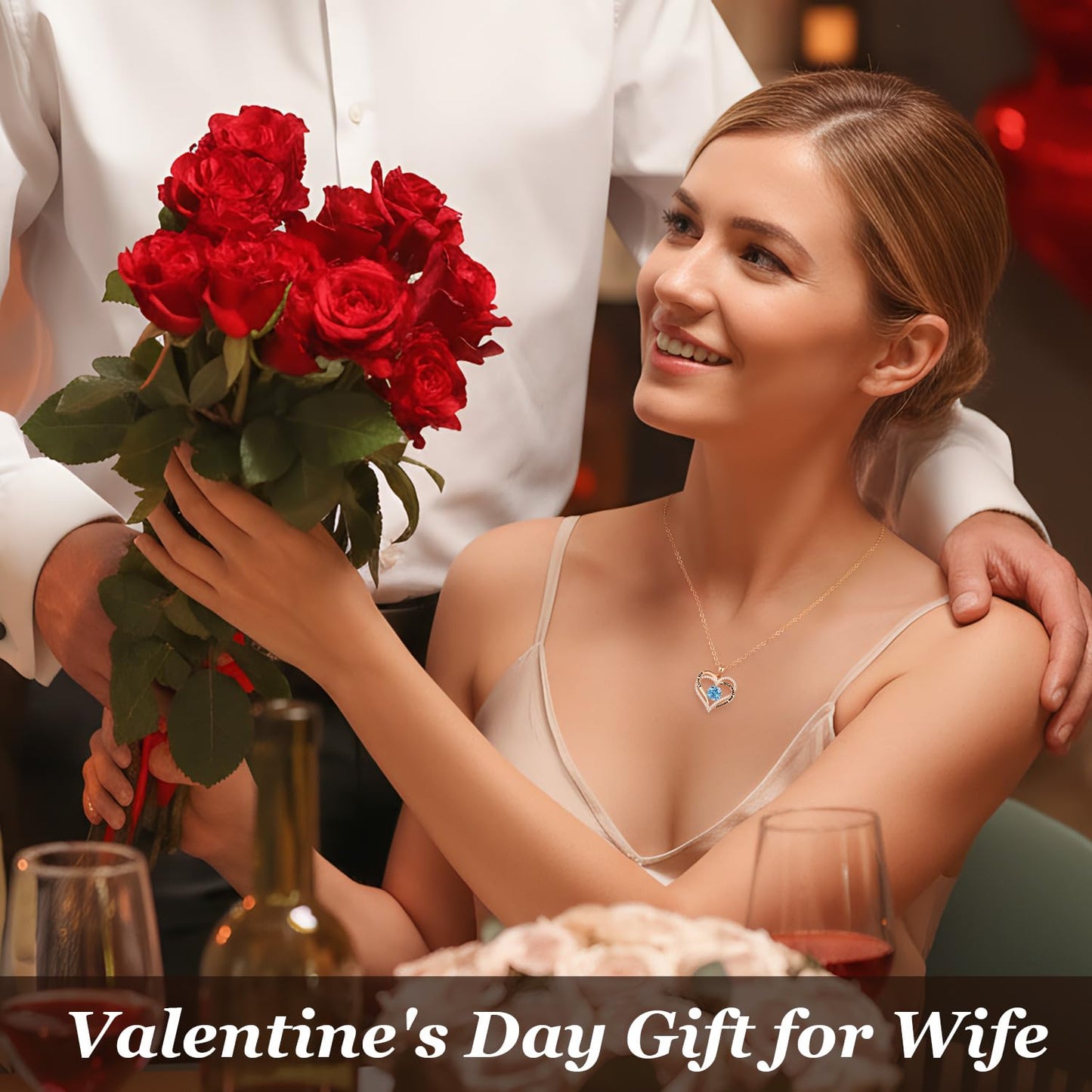CDE Valentine's Day Gift Forever Love Heart Necklaces for Women, Wedding Anniversary, Birthday Mothers Christmas Day Gifts for Mom, Mother, Wife, S925 Silver Jewelry with Birthstone Pendant