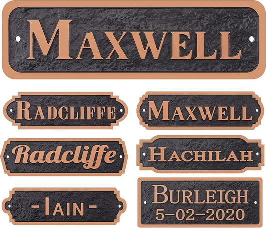 Acrylic Horse Stall Name Plate, 2.4" x 8" Personalized Stall Signs, UV Protected, Custom Pet Name Sign, All Weather Adhesive, Mounting (Antique Copper, Style 3)