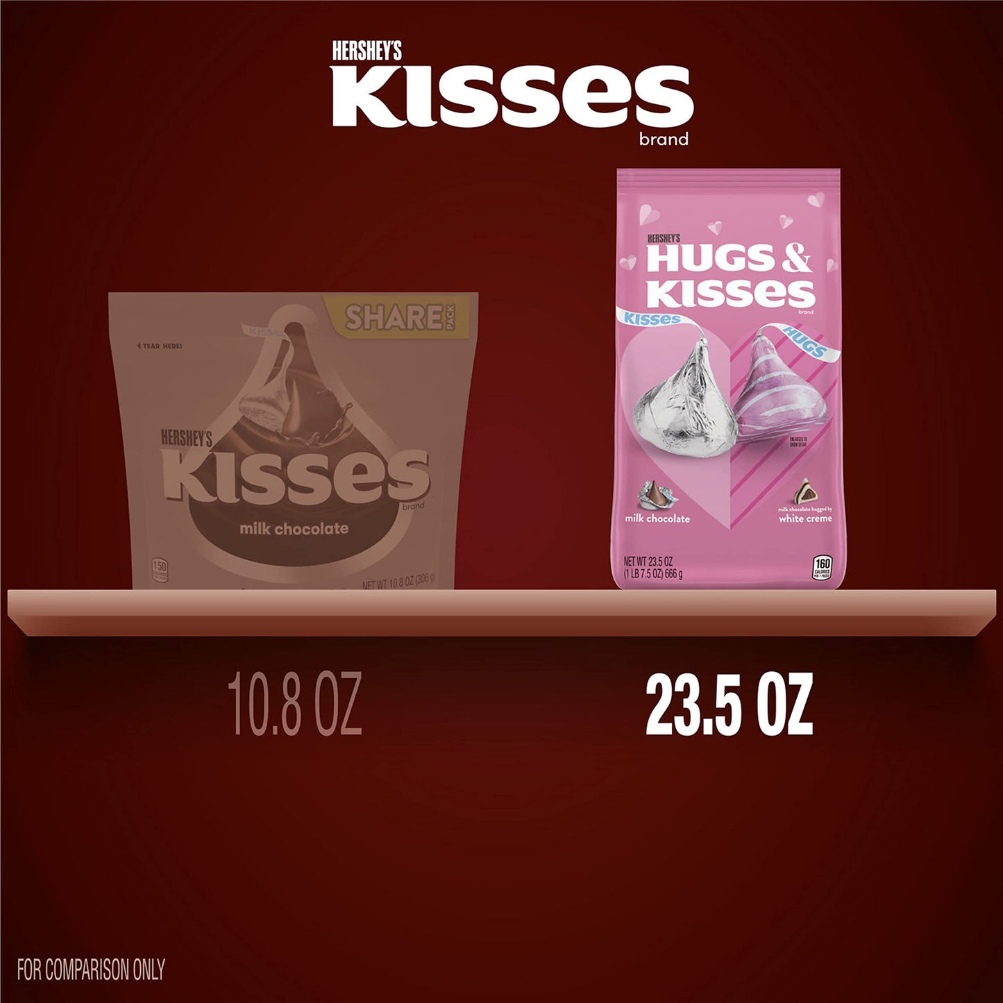HERSHEY'S HUGS & KISSES Assorted Flavored, Valentine's Day Candy Bag, 23.5 oz