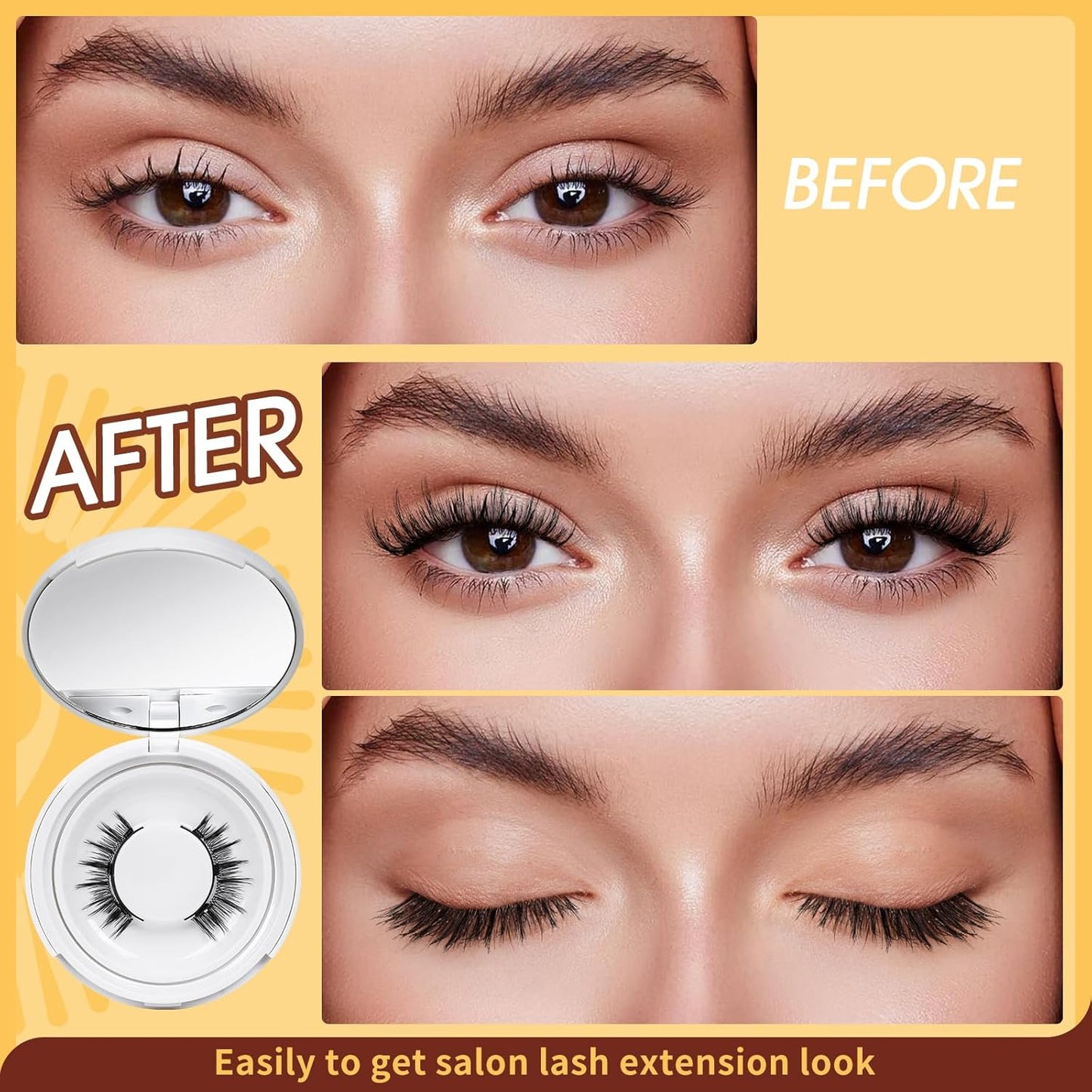 QUEWEL No Glue Needed Eyelashes, Magnetic Eyelashes Natural Look, Reusable Magnetic Lashes Kit with Applicator, Easy to Wear and Remove with Instructions(Lashes-I)