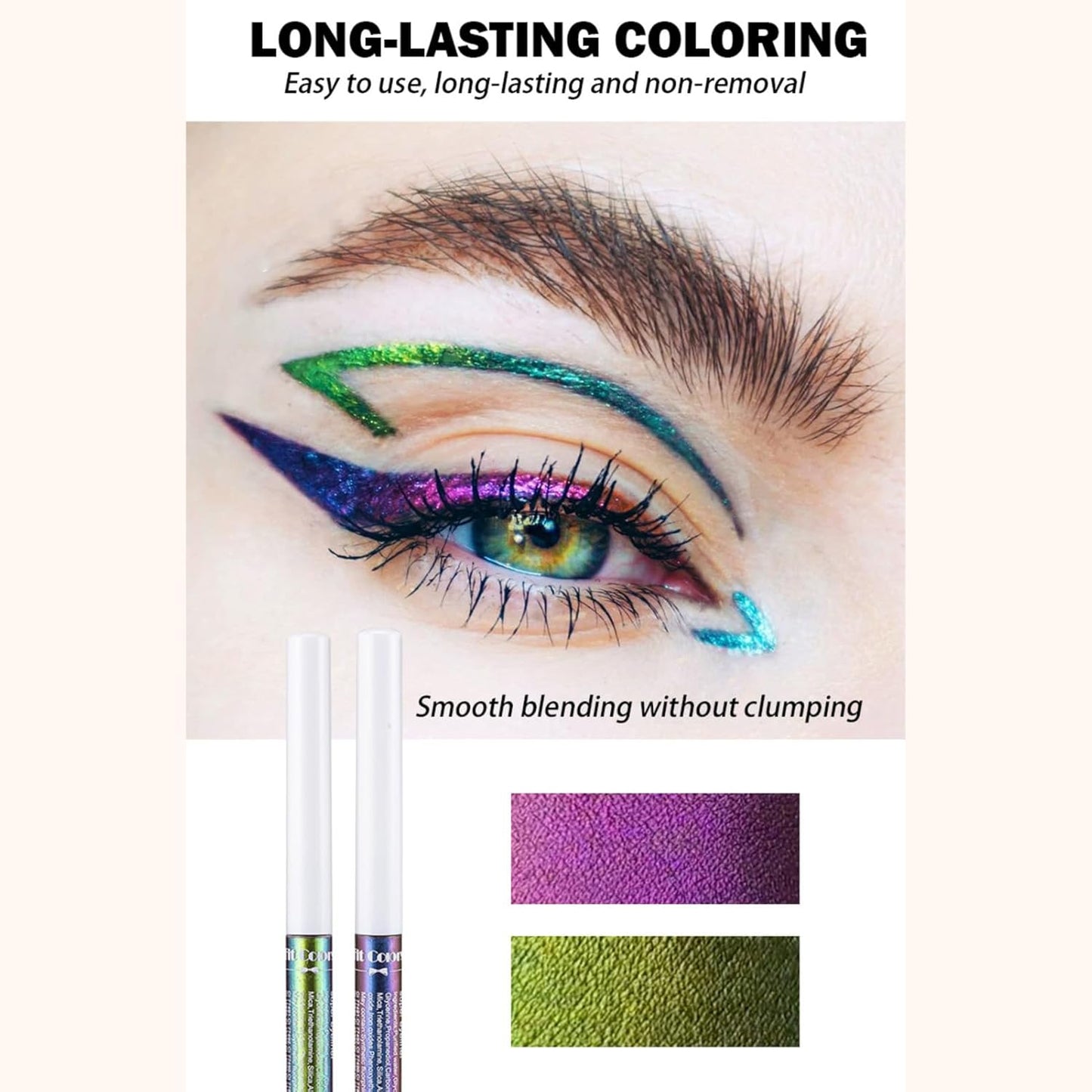 Corlo Glitter liquid eyeliner waterproof, Metallic Intense Color Shifting Colorful Gold Eyeliner, Eyeliner Gel MultiColor Highly Pigmented Gift Kit for Women and Girls (01)