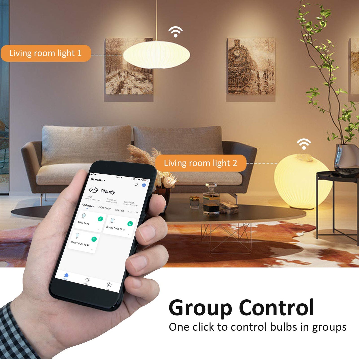 Smart LED Light Bulbs 150W Equivalent, 1600LM 16W Alexa Light Bulbs, A19 E26 Ultra Bright Color Changing Light Bulbs, 2.4 GHz WiFi Dimmable Light Bulbs Compatible with Alexa, Google 4 Packs(Upgrated)