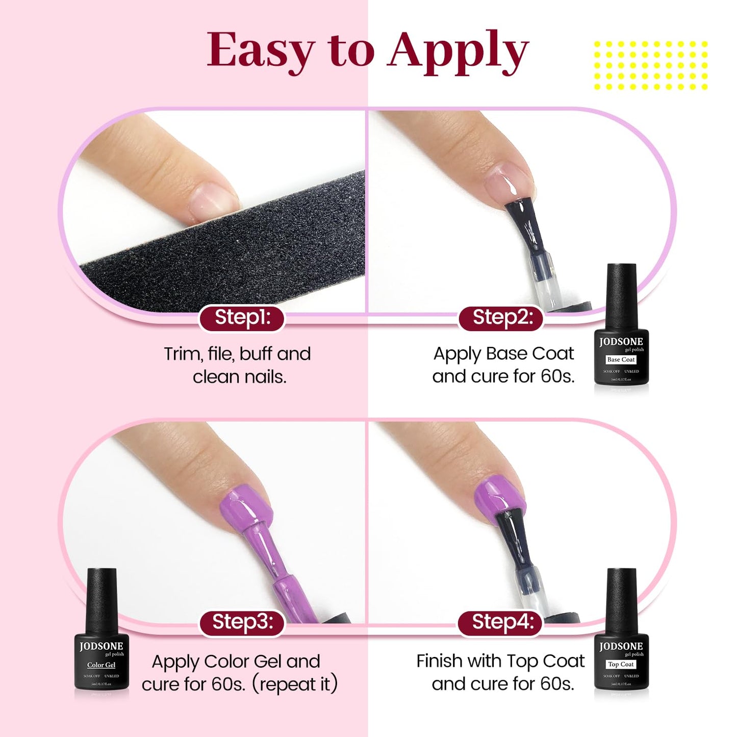60 PCS Gel Nail Polish Kit | UV Light | Soak-Off Base & Top Coat | For Women