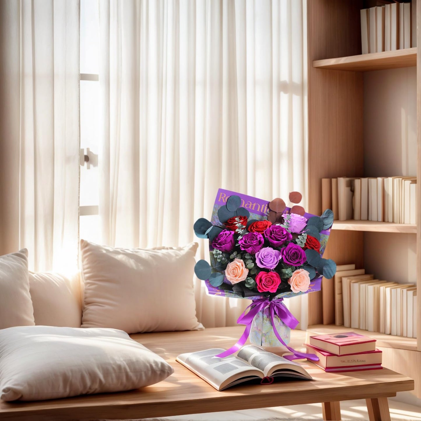 lovenfold Flowers for Delivery,Preserved Flowers Bouquets,Purple Rose Bouquets That Last 1-3 Years,Birthday Flowers Gifts for Women Mom Grandma Wife Friends