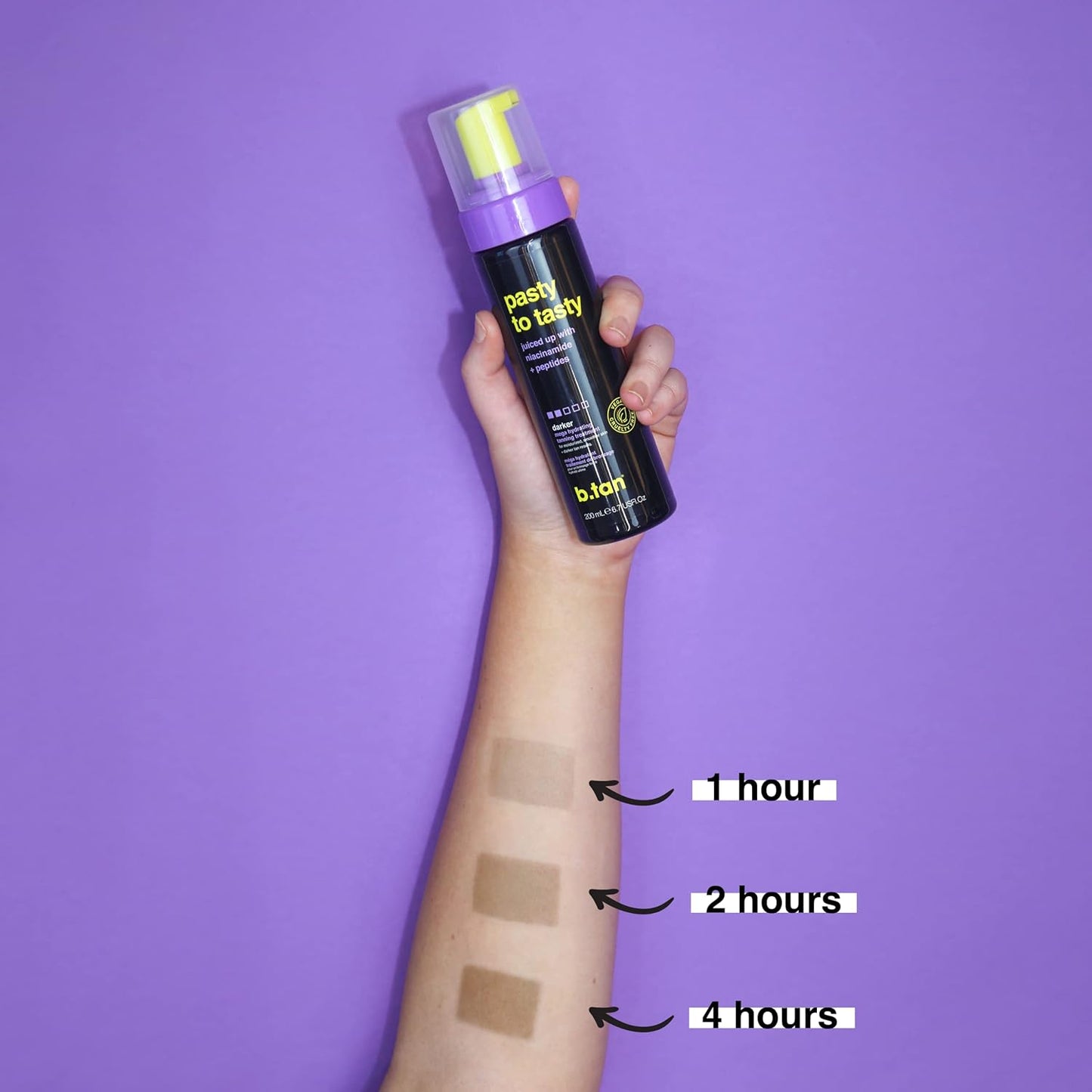b.tan Dark Self Tanner Mousse – 1 Hour Express, Hydrating Foam for Glowy Skin