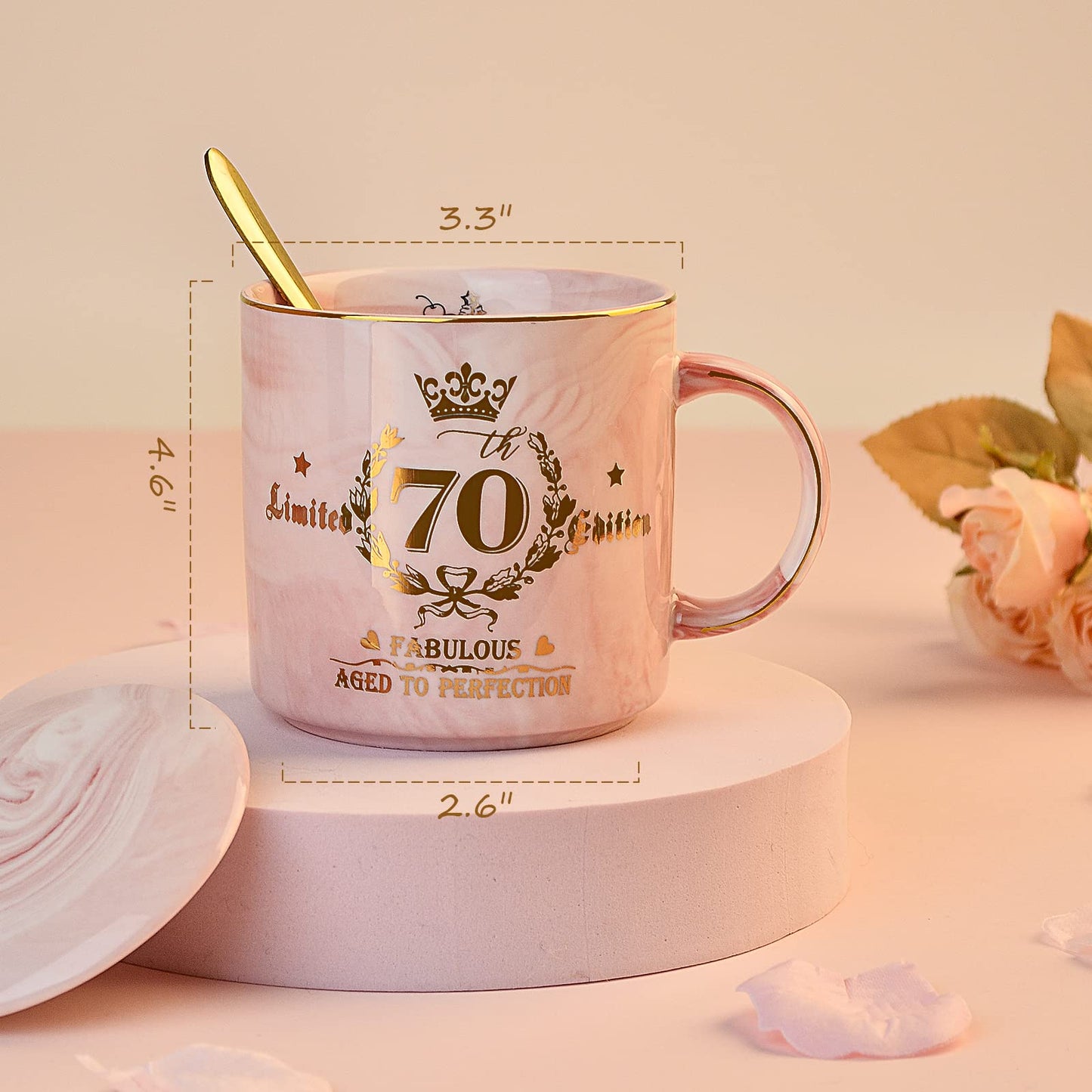 Best Friend Birthday Gifts for Women, Friendship Gifts for Women, Unique Birthday Valentines Day Gift Ideas for Her, Friends Female, Besties, BFF Ceramic Marble Coffee Mug Gift Box Printed Gold 14 oz