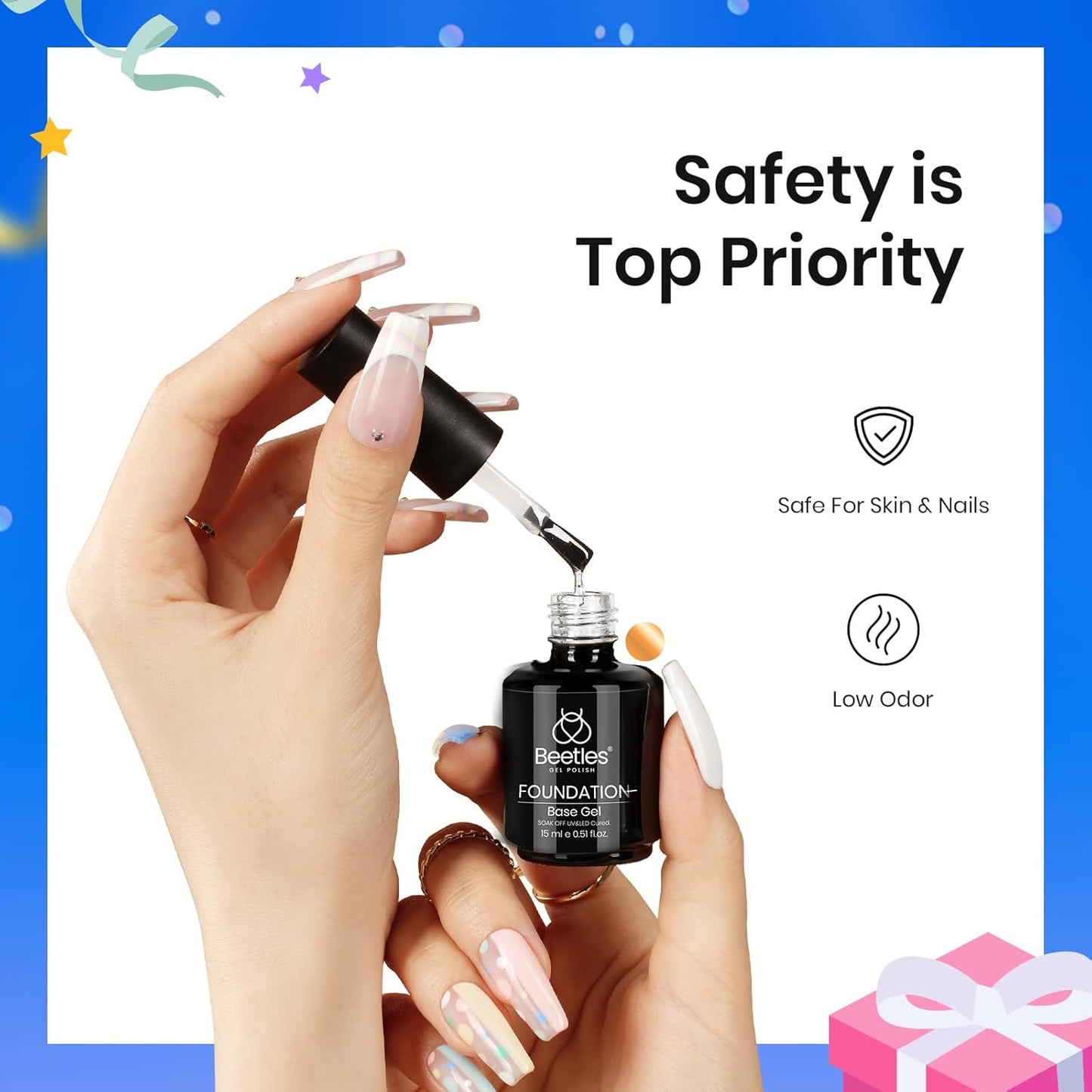 Beetles 3Pcs Builder Nail Gel Set | 15ml No Wipe Top Coat & Base Coat | Long-Lasting Shine for Women