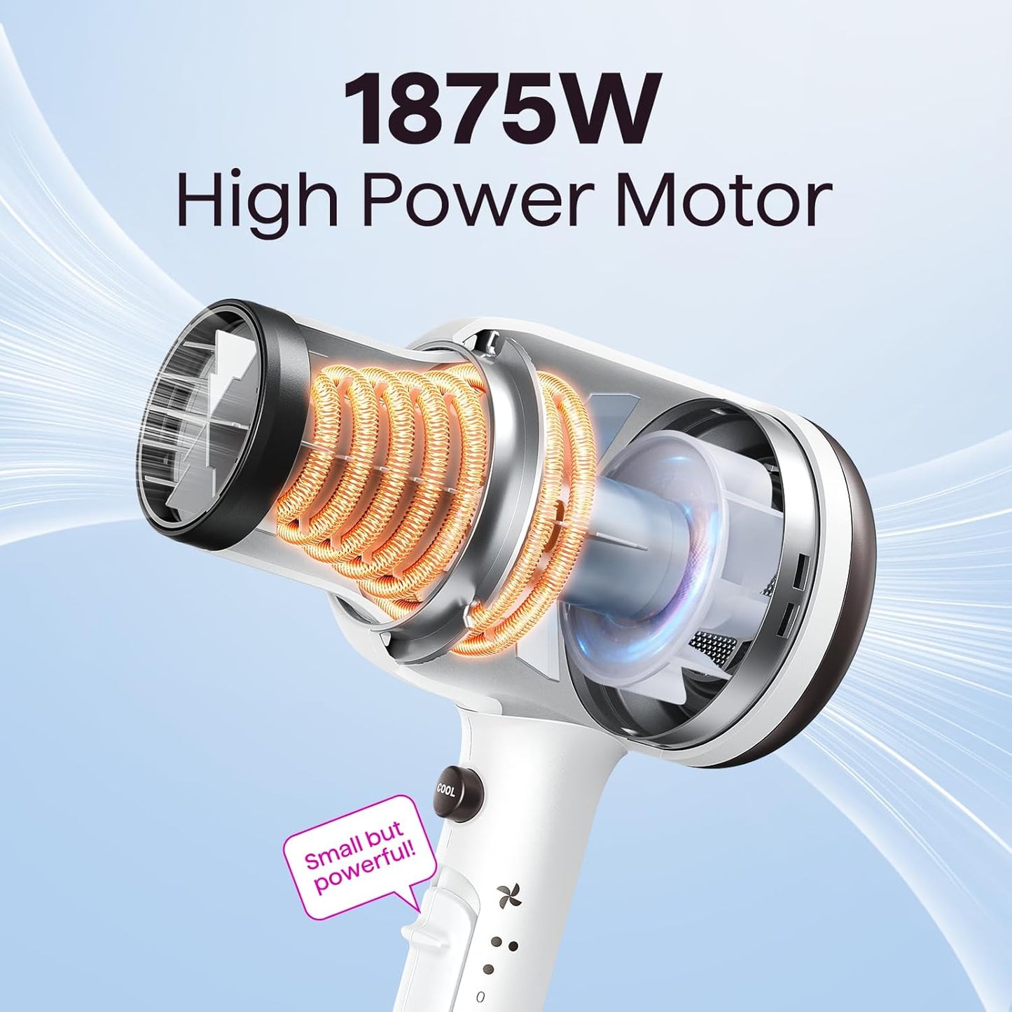 Wavytalk 1875W Ionic Hair Dryer | Diffuser & Attachments for Curly Hair