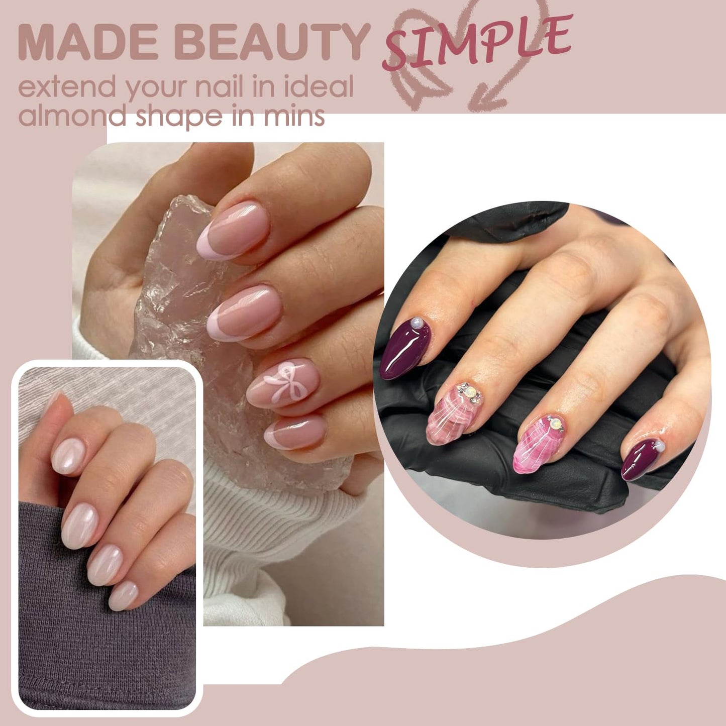 UNA GELLA 504Pcs Short Coffin Gel Press-On Nails | Pre-Etched For Women