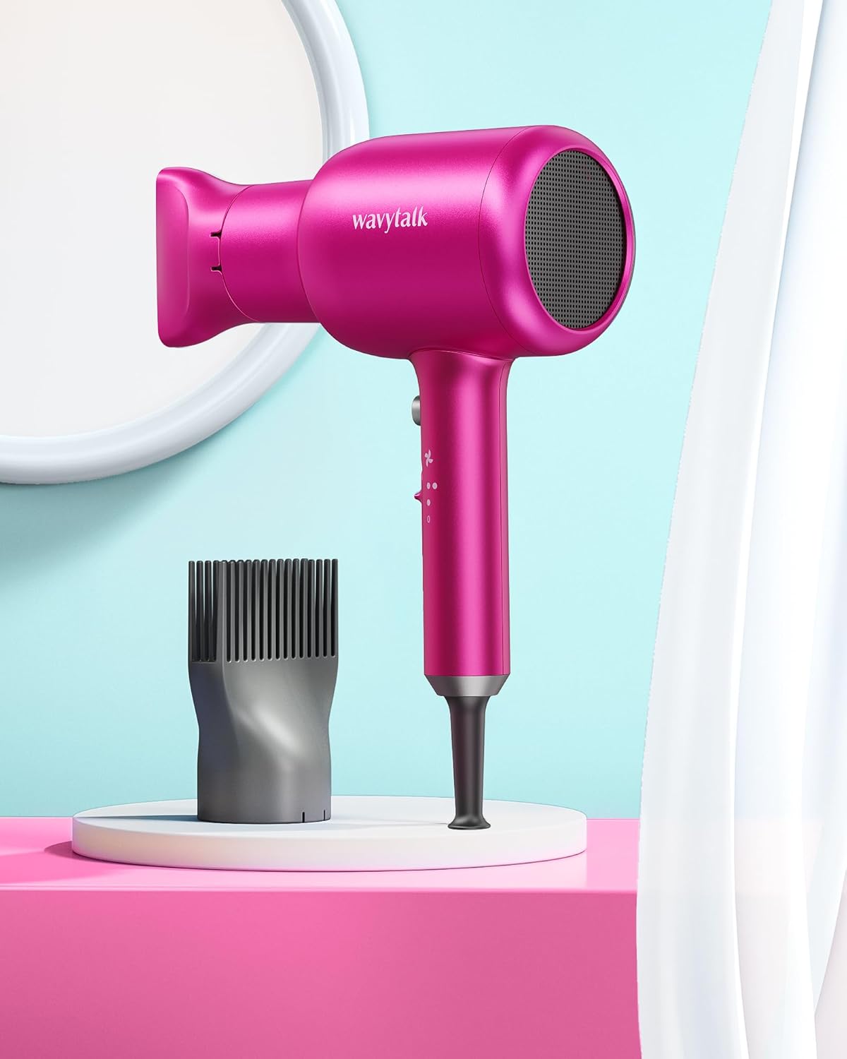 Wavytalk 1875W Ionic Hair Dryer | Lightweight & Quiet | 4 Attachments for All Hair Types