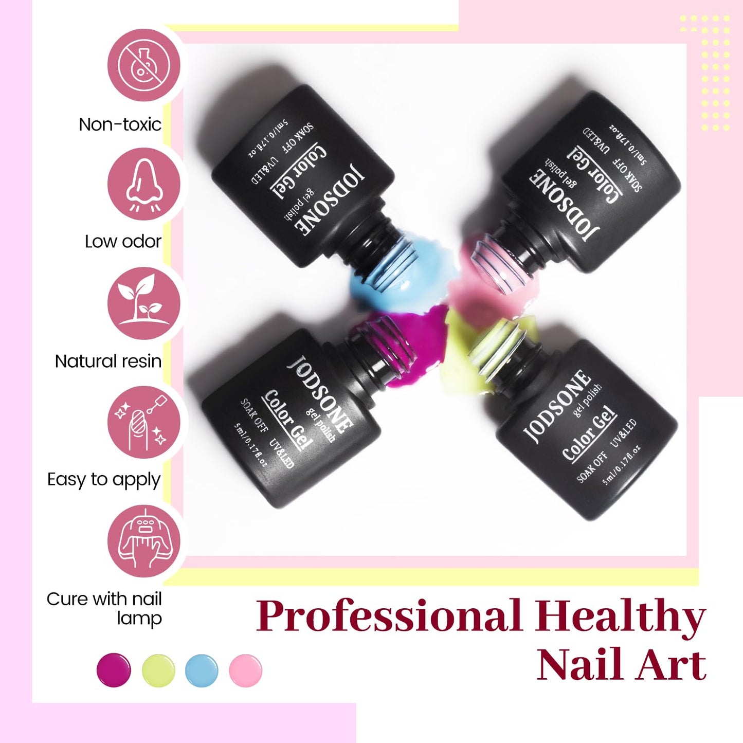 60 PCS Gel Nail Polish Kit | UV Light | Soak-Off Base & Top Coat | For Women