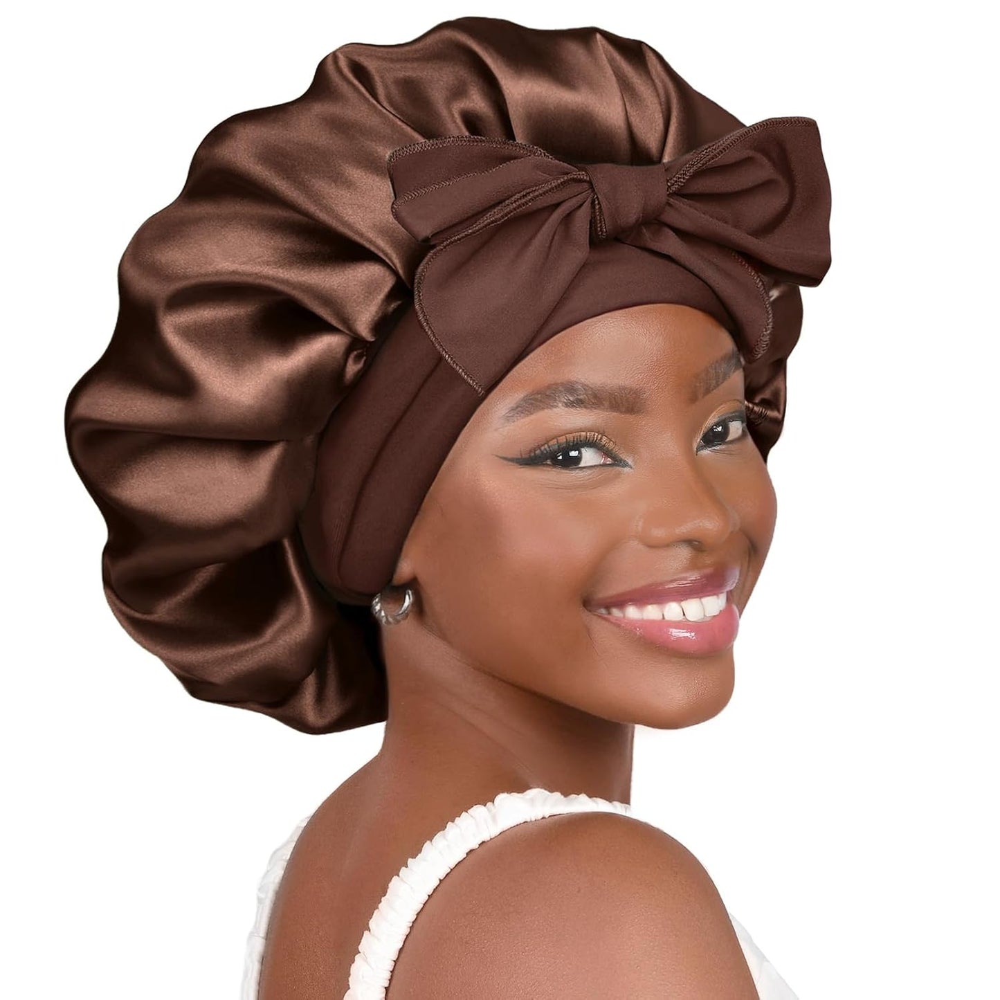 Silk Sleeping Bonnet for Women | Double Layer Satin Lined | Curly Hair | Yellow