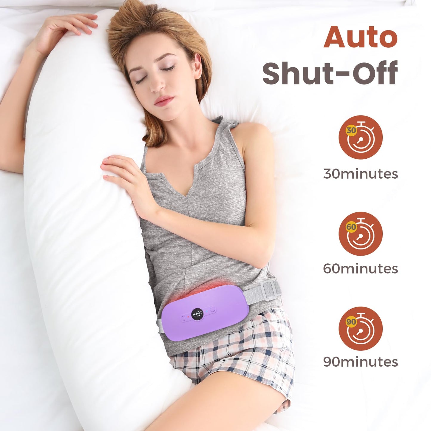 NOWWISH Heating Pad for Period Cramps Pain Relief, Portable Electric Cordless Menstrual Heating Pad Rechargeable with 6 Heat Levels and 6 Massage Modes, Christmas Gifts for Women Teen Girls, Pink