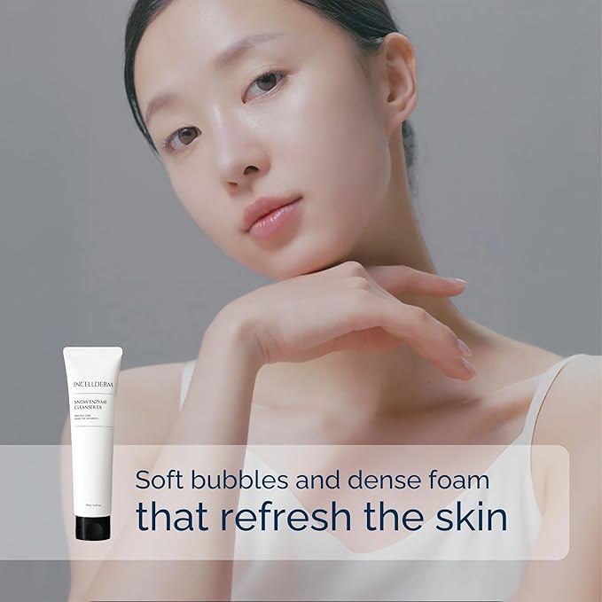 INCELLDERM Riman Snow Enzyme Cleanser EX | 120 g | Gentle Foaming Facial Cleanser for All Skin Types | Hydrating Face Wash with Natural Enzymes | Nourishing Oils | Deep Cleansing and Refreshing