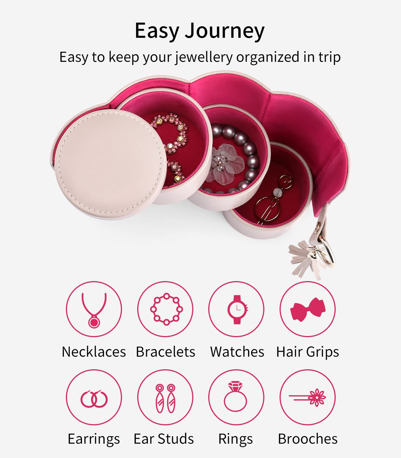 Vlando Viaggio Valentines Day Gifts for Her - Small Jewelry Case Box - Travel Essential Accessories for Women, Travelers, Couples, Mom, Friends, Bridesmaid
