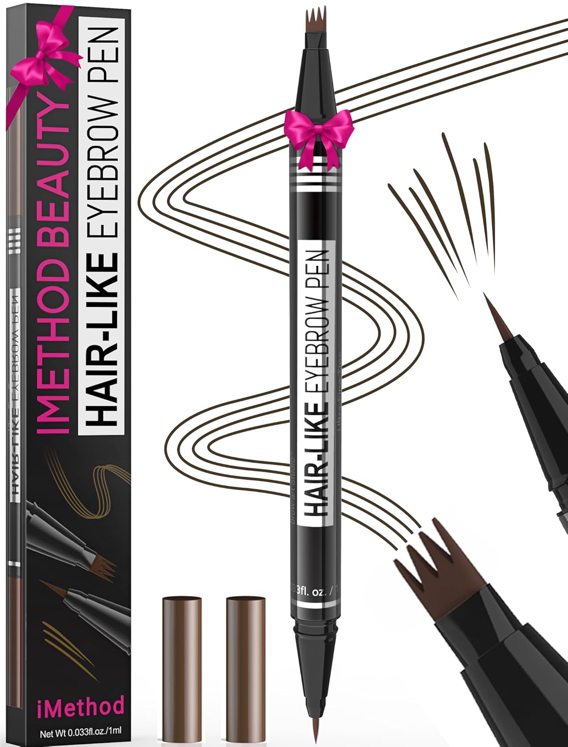Microblading Eyebrow Pen | 2-in-1 Dual-Ended Pencil for Women | Light Brown