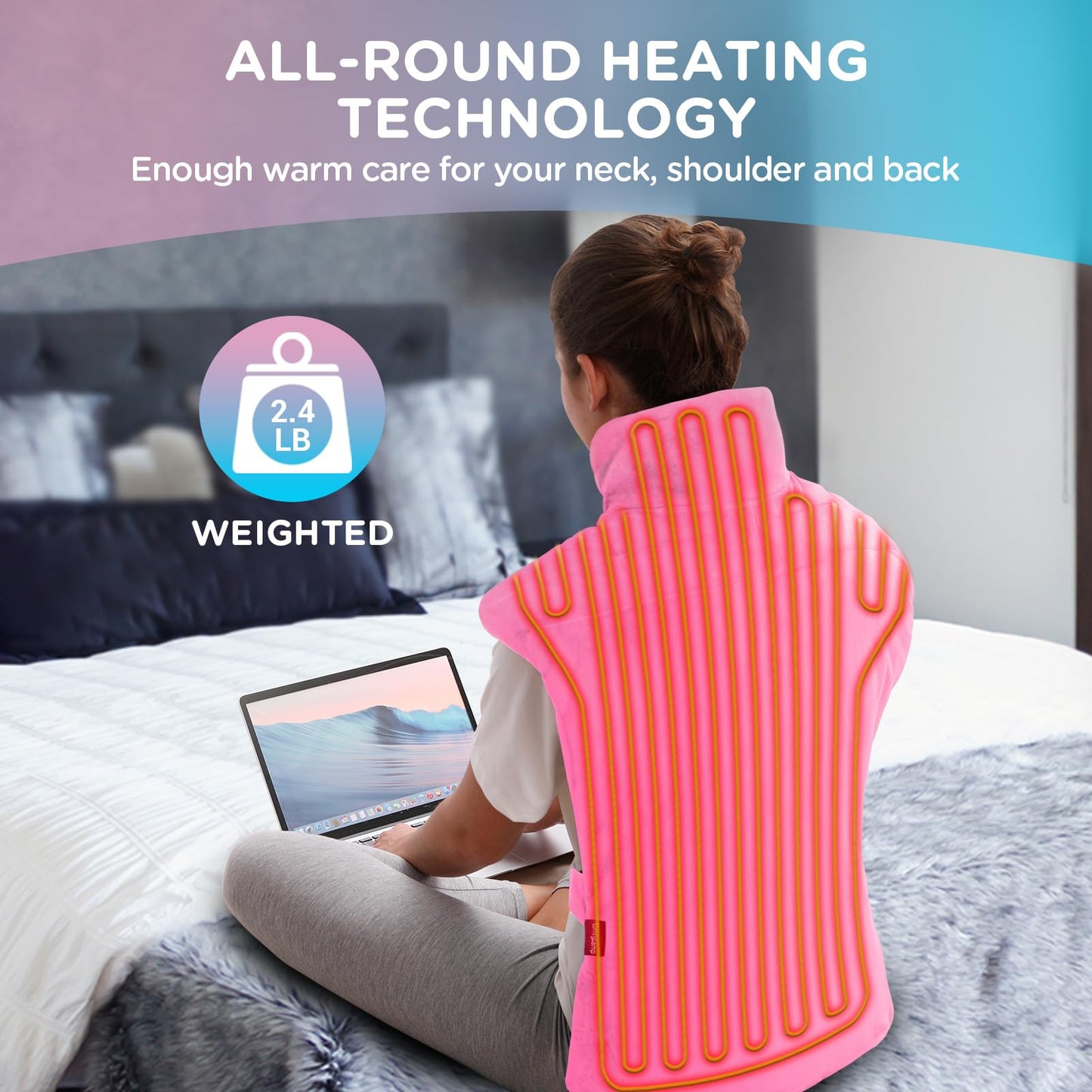 Comfytemp Upgraded Heating Pad for Back Neck Shoulders Deeper Pain Relief, 22"x33" Large Weighted Electric Heat Pad, Gifts for Women Men, Safe Design — 2H Auto-Off, Soft & Washable