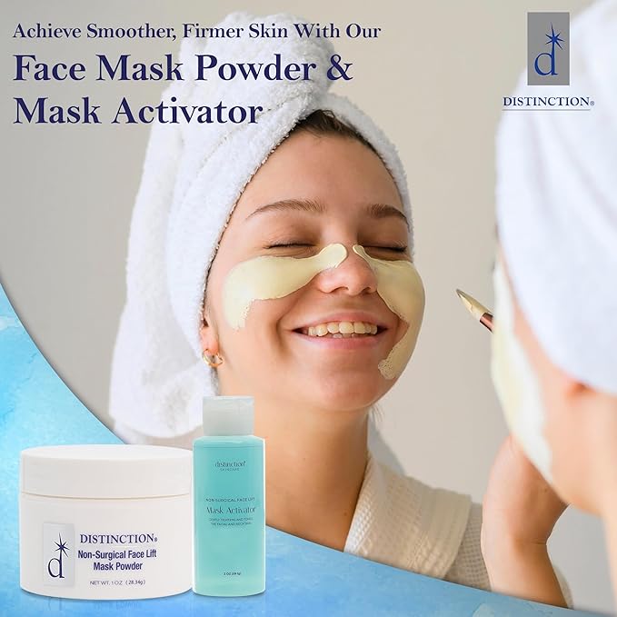 Distinction Firmalift Instant Firming Face Lift Powder & Activator Combo - Anti Aging to Tighten & Tone Skin for a Radiant & Youthful Glow - Great for Fine Lines Wrinkles