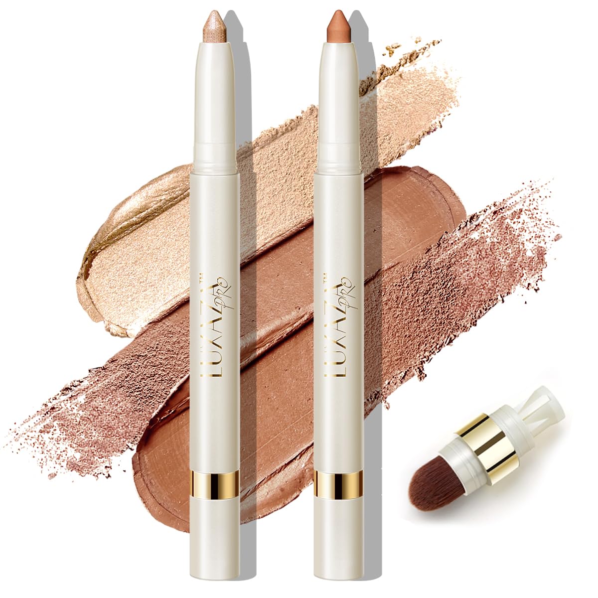 LUXAZA PRO Multi-Purpose Makeup Stick, Cream Shimmer Matte, Eyeshadow Highlighter Makeup Eye Brightener Contour Bronzer Eyebrow Pencil #S1M2
