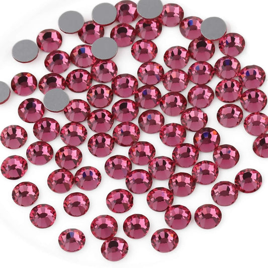 beadsland 1440pcs Flat Back Crystal Rhinestones Round Gems for Nail Art and Craft Glue Fix,Rose(SS10(2.7-2.8mm))