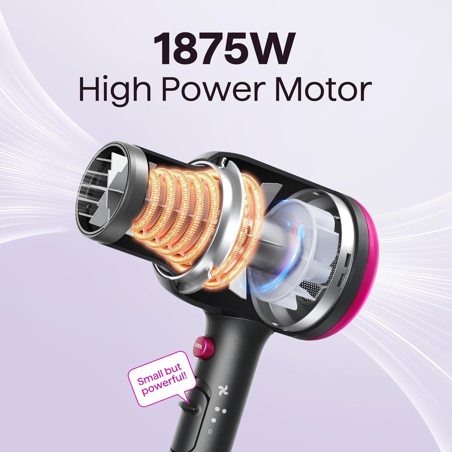 Wavytalk 1875W Ionic Hair Dryer | Diffuser & Attachments for Curly Hair