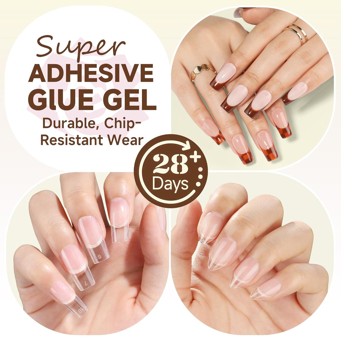 UNA GELLA 6 in 1 UV Gel Nail Glue for Clear Soft Gel Nails Tips, 2Pcs 15ml Lamp Curing Needed Long Lasting Super Strong Brush UV Nail Glue for Fake Tips and Clear Press on Nails