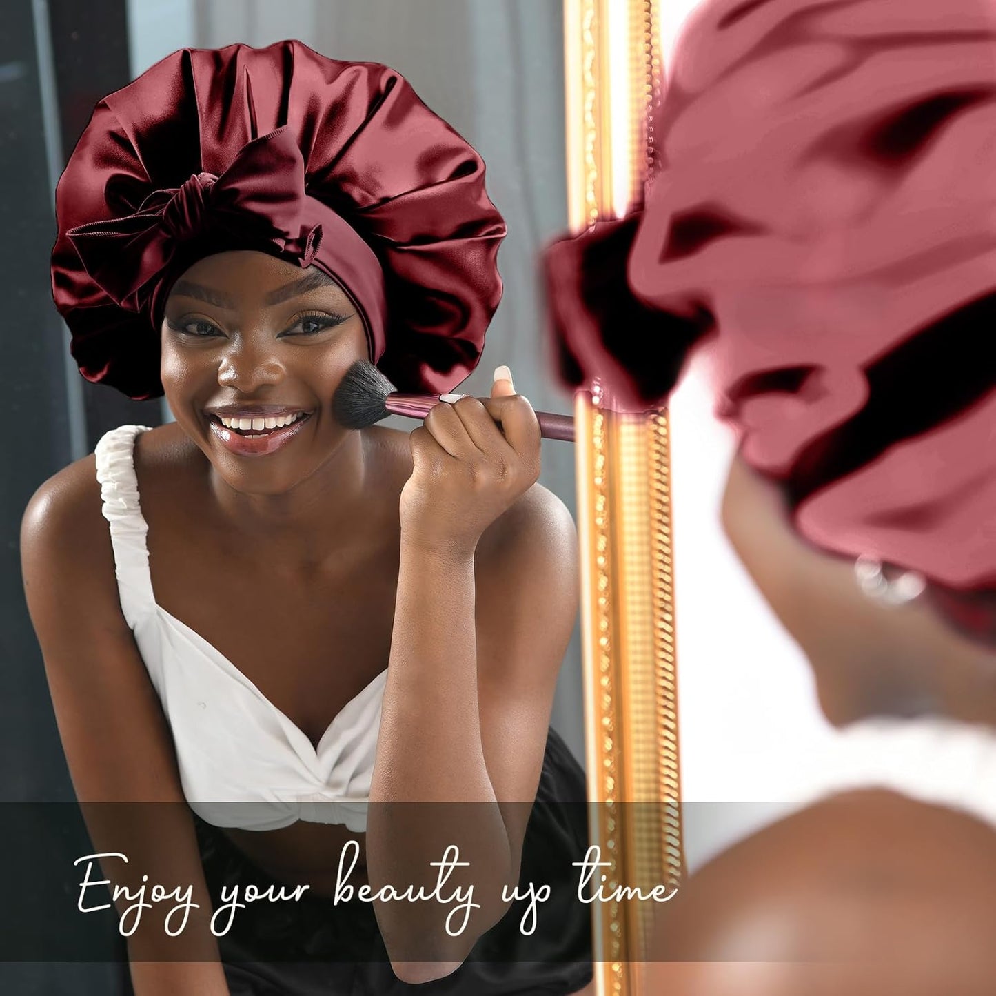 Silk Bonnet for Sleeping | Double Layer Satin Lined | Pink Hair Protection