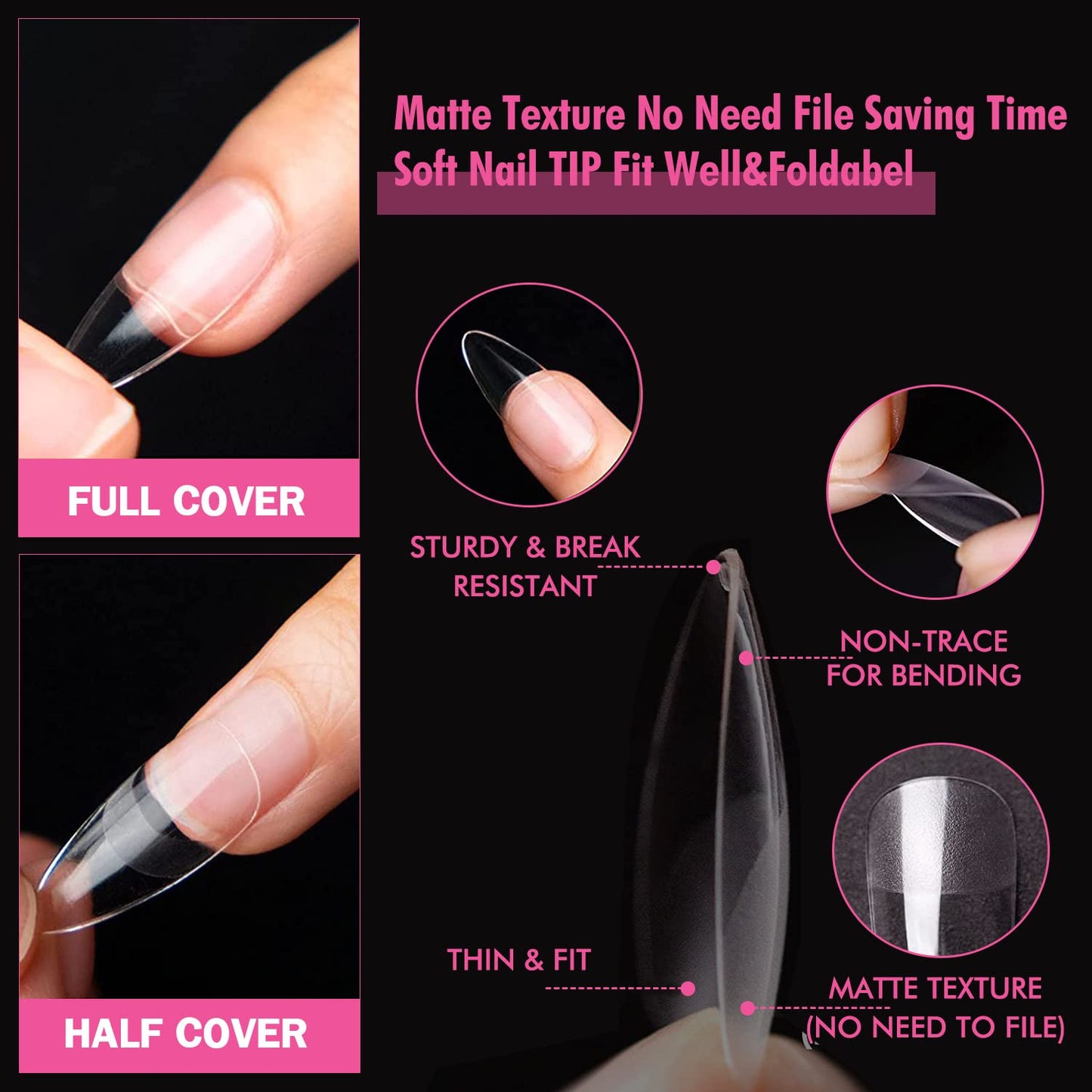Soft Gel Nail Tips | 40ml Strong Adhesive Gel for Acrylic & Press-On Nails