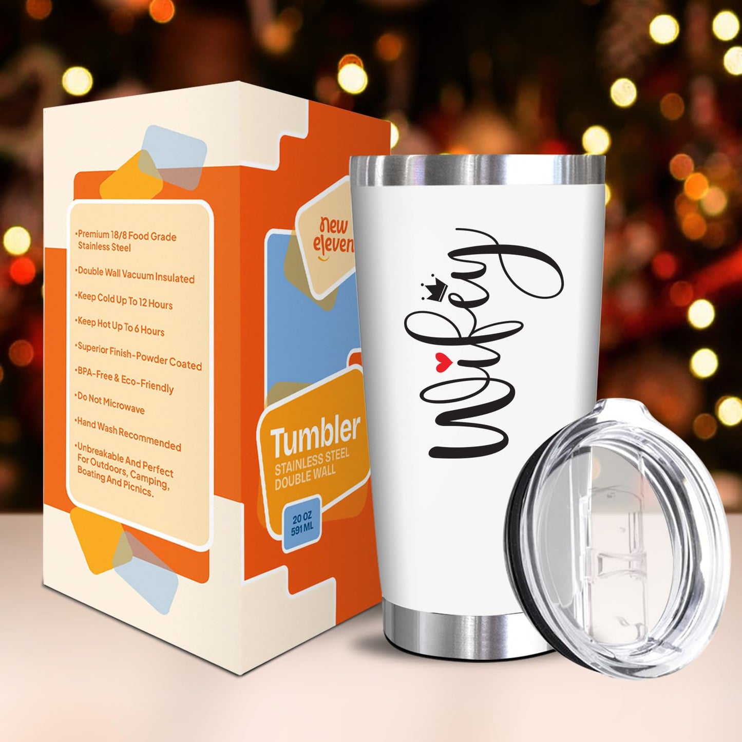 NewEleven Valentines Day Gifts - Gift For Wife, Wedding Anni Present, Wife Gifts From Husband, Him - Best Romantic Gift For Her Wifes, Wifey - 20 Oz Tumbler