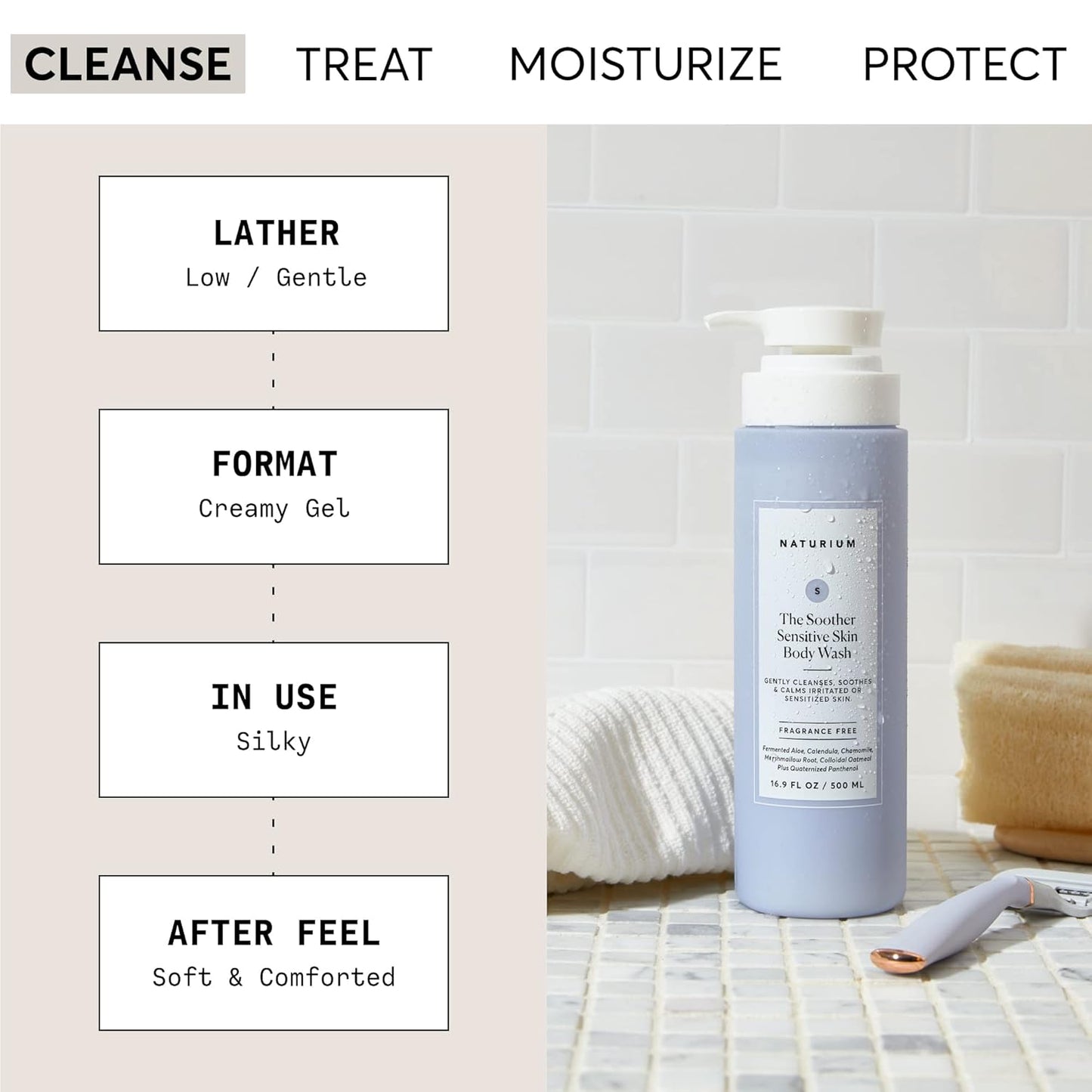 Naturium Calmer Ceramide Body Wash | Fragrance-Free & Moisturizing | 16.9 oz
